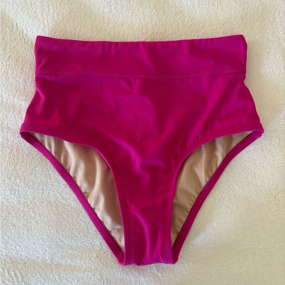 Small Kona Sol Pink High Waist Tummy Control Bikini Bottoms New
